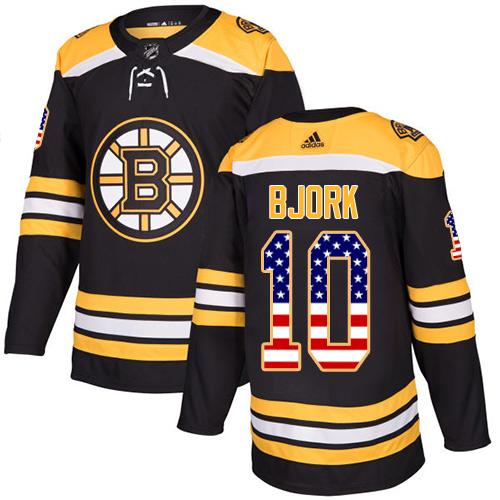 Elegant Adidas Bruins #10 Anders Bjork Black Home Authentic USA Flag Stitched NHL Jersey for genuine hockey aficionados