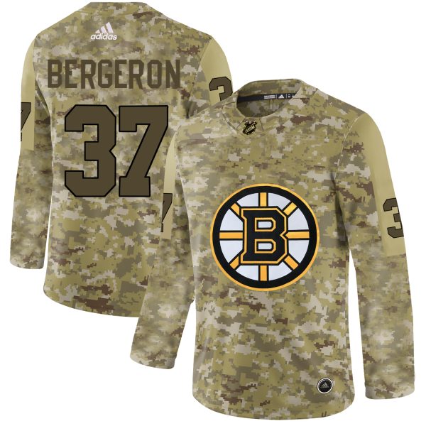 Elegant Adidas Bruins #37 Patrice Bergeron Camo Authentic Stitched NHL Jersey for genuine hockey aficionados