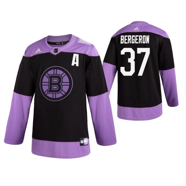 Glamorous Adidas Bruins #37 Patrice Bergeron Men's Black Hockey Fights Cancer Practice NHL Jersey for premium game day attire