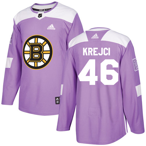 Magnificent Adidas Bruins #46 David Krejci Purple Authentic Fights Cancer Youth Stitched NHL Jersey for premium game day attire