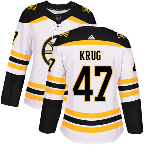 Magnificent Adidas Bruins #47 Torey Krug White Road Authentic Women's Stitched NHL Jersey to shine at the arena
