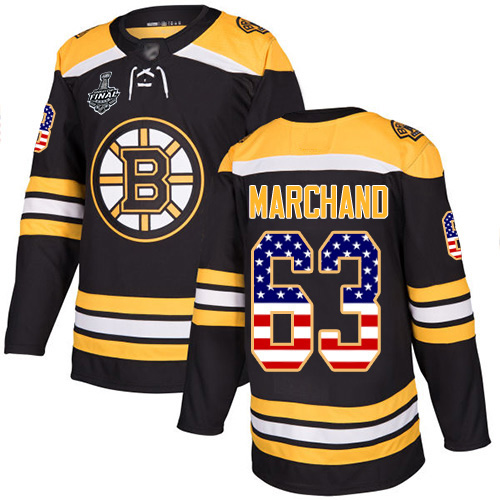 Charming Adidas Bruins #63 Brad Marchand Black Home Authentic USA Flag Stanley Cup Final Bound Stitched NHL Jersey for a thrilling hockey event