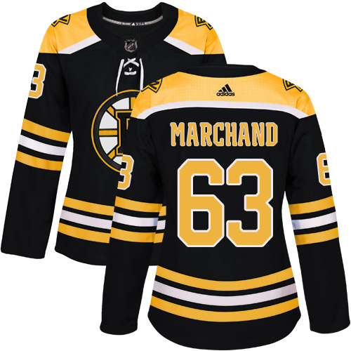 Captivating Adidas Bruins #63 Brad Marchand Black Home Authentic Women's Stitched NHL Jersey for genuine hockey aficionados