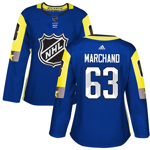 Captivating Adidas Bruins #63 Brad Marchand Royal 2018 All Star Atlantic Division Authentic Women's Stitched NHL Jersey as a prized hockey collectible