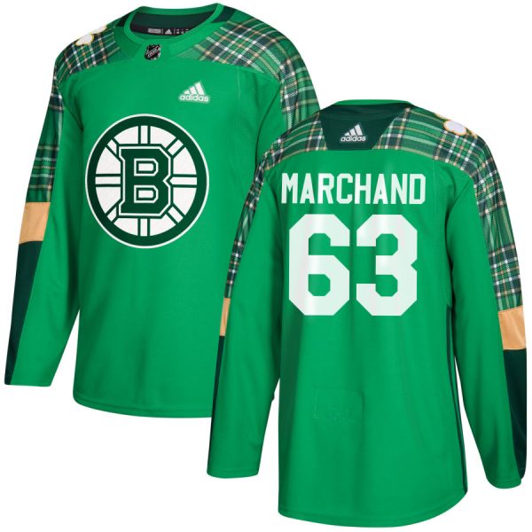 Deluxe Adidas Bruins #63 Brad Marchand adidas Green St. Patrick's Day Authentic Practice Stitched NHL Jersey to back your beloved Sabres athletes