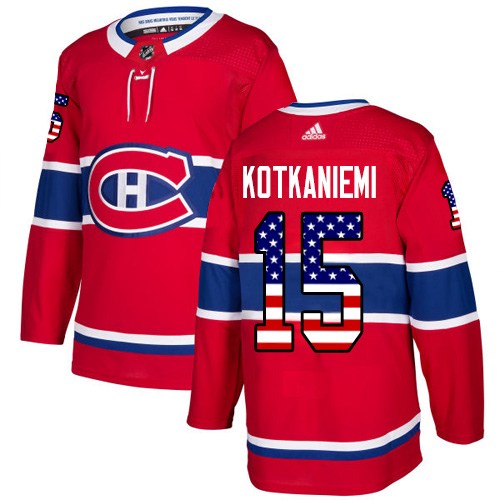 Magnificent Adidas Canadiens #15 Jesperi Kotkaniemi Red Home Authentic USA Flag Stitched Youth NHL Jersey for dedicated Sabres supporters