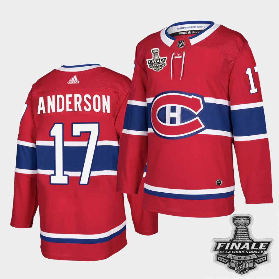 Charming Adidas Canadiens #17 Josh Anderson Red Home Authentic Youth 2021 NHL Stanley Cup Final Patch Jersey for a thrilling hockey event