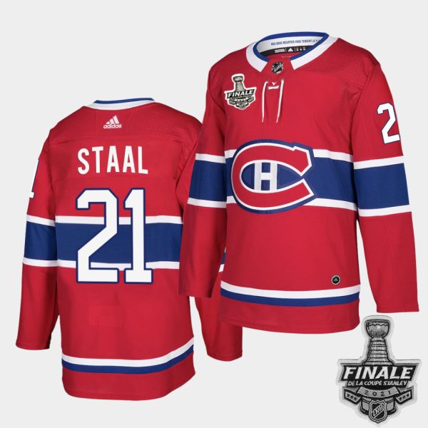 Exquisite Adidas Canadiens #21 Eric Staal Red Home Authentic Youth 2021 NHL Stanley Cup Final Patch Jersey for genuine hockey aficionados