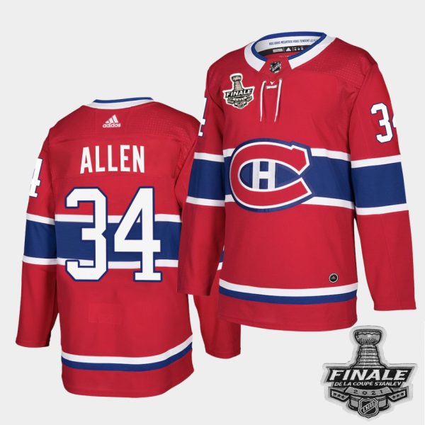 Exquisite Adidas Canadiens #34 Jake Allen Red Home Authentic Youth 2021 NHL Stanley Cup Final Patch Jersey to exhibit your team allegiance