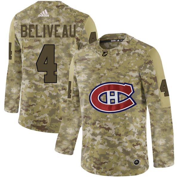 Superb Adidas Canadiens #4 Jean Beliveau Camo Authentic Stitched NHL Jersey to augment your hockey keepsake collection