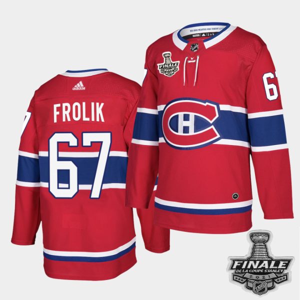 Exquisite Adidas Canadiens #67 Michael Frolik Red Home Authentic Youth 2021 NHL Stanley Cup Final Patch Jersey for dedicated Sabres supporters