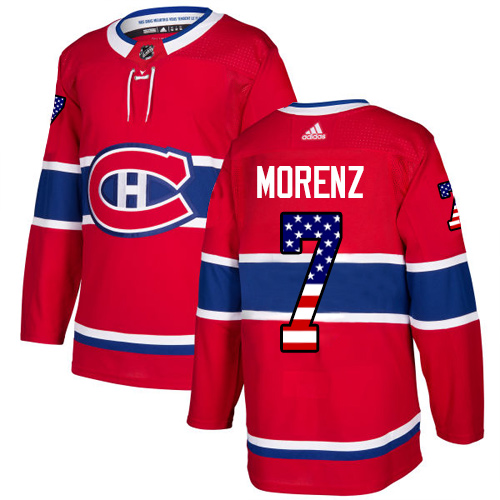 Stunning Adidas Canadiens #7 Howie Morenz Red Home Authentic USA Flag Stitched NHL Jersey for premium game day attire