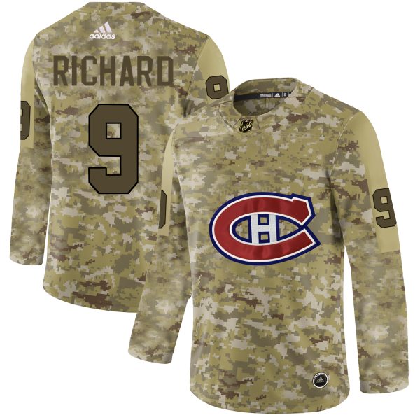 Elegant Adidas Canadiens #9 Maurice Richard Camo Authentic Stitched NHL Jersey for genuine hockey aficionados