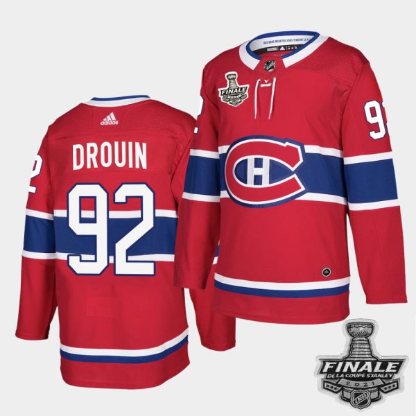 Exquisite Adidas Canadiens #92 Jonathan Drouin Red Home Authentic Youth 2021 NHL Stanley Cup Final Patch Jersey for genuine hockey aficionados
