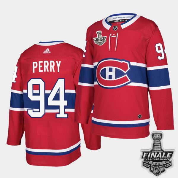 Captivating Adidas Canadiens #94 Corey Perry Red Home Authentic 2021 NHL Stanley Cup Final Patch Jersey for premium game day attire