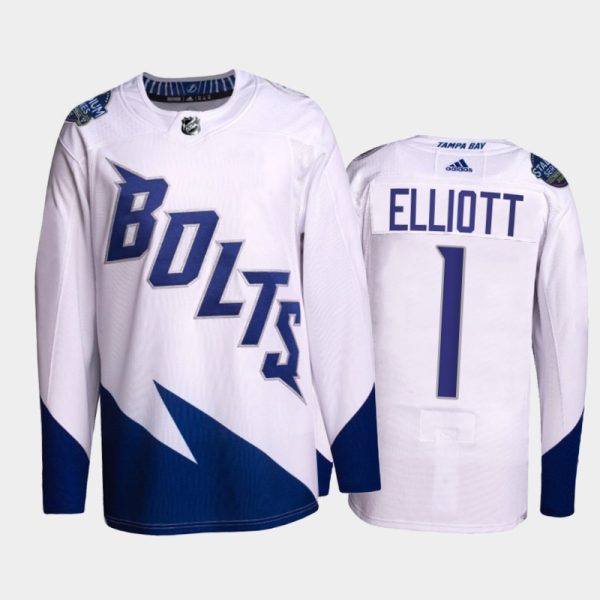 Stunning Adidas Lightning #1 Brian Elliott Men's 2022 Stadium Series Authentic NHL Jersey White as a prized hockey collectible