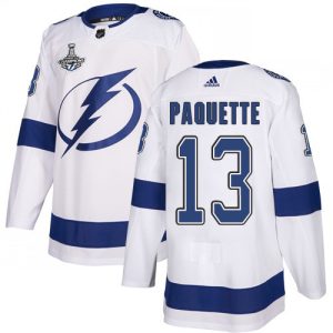 Elegant Adidas Lightning #13 Cedric Paquette White Road Authentic Youth 2020 Stanley Cup Champions Stitched NHL Jersey to augment your hockey keepsake collection