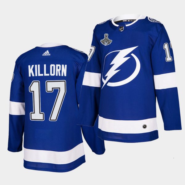 Magnificent Adidas Lightning #17 Alex Killorn Blue Home Authentic 2021 Stanley Cup Champions Jersey to exhibit your team allegiance