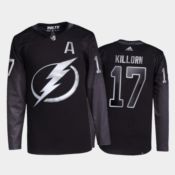 Alluring Adidas Lightning #17 Alex Killorn Men's 2021 22 Alternate Authentic NHL Jersey Black to augment your hockey keepsake collection