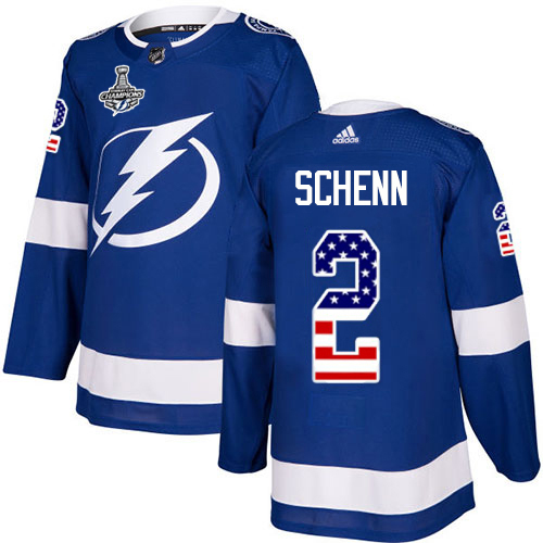 Magnificent Adidas Lightning #2 Luke Schenn Blue Home Authentic USA Flag Youth 2020 Stanley Cup Champions Stitched NHL Jersey for premium game day attire