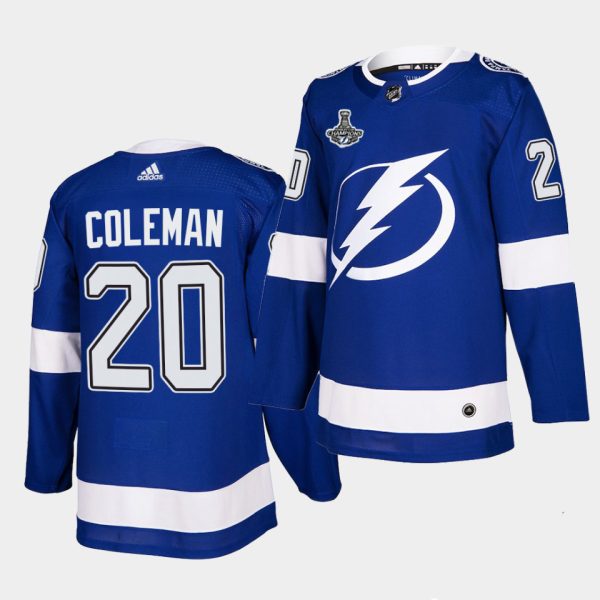 Exquisite Adidas Lightning #20 Blake Coleman Blue Home Authentic 2021 Stanley Cup Champions Jersey to augment your hockey keepsake collection