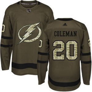 Deluxe Adidas Lightning #20 Blake Coleman Green Salute to Service Youth Stitched NHL Jersey to exhibit your team allegiance