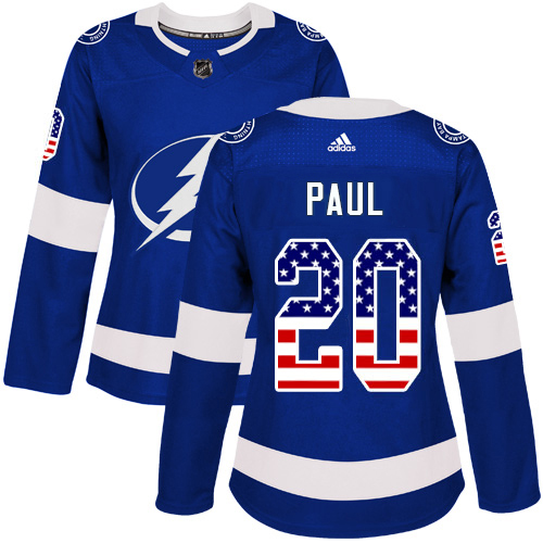 Captivating Adidas Lightning #20 Nicholas Paul Blue Women's Home Authentic USA Flag Stitched NHL Jersey for dedicated Sabres supporters