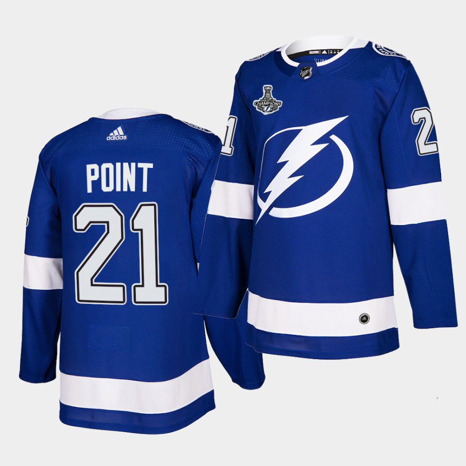 Magnificent Adidas Lightning #21 Brayden Point Blue Home Authentic 2021 Stanley Cup Champions Jersey for a memorable match day