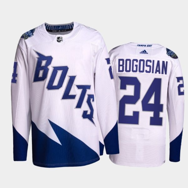 Glamorous Adidas Lightning #24 Zach Bogosian Men's 2022 Stadium Series Authentic NHL Jersey White for a thrilling hockey event