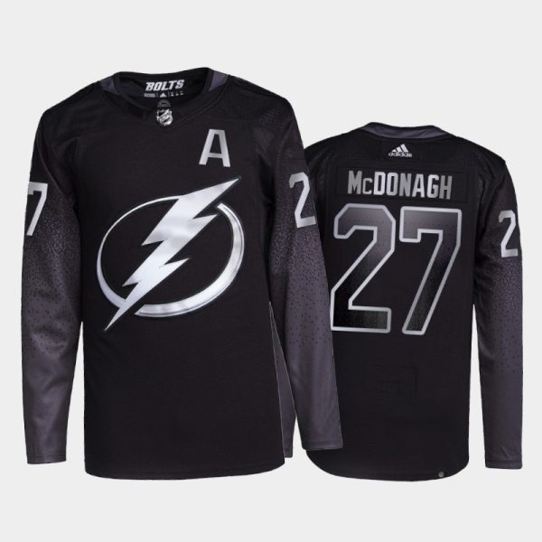 Alluring Adidas Lightning #27 Ryan McDonagh Men's 2021 22 Alternate Authentic NHL Jersey Black for premium game day attire