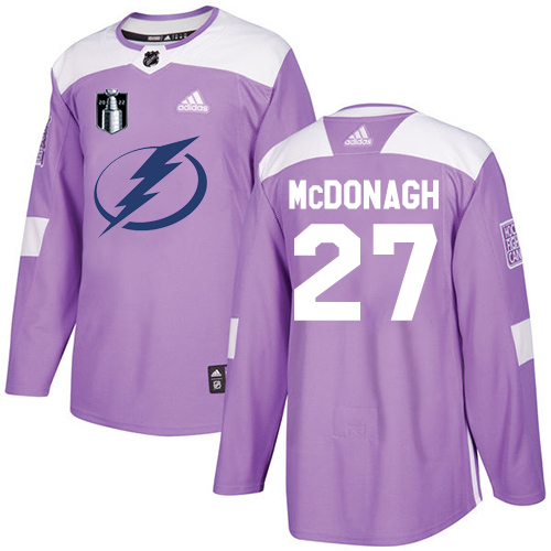 Exquisite Adidas Lightning #27 Ryan McDonagh Purple Authentic 2022 Stanley Cup Final Patch Youth Fights Cancer Stitched NHL Jersey for a thrilling hockey event