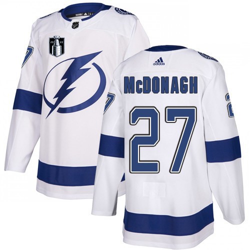Glamorous Adidas Lightning #27 Ryan McDonagh White 2022 Stanley Cup Final Patch Road Authentic NHL Stanley Cup Final Patch Jersey to shine at the arena