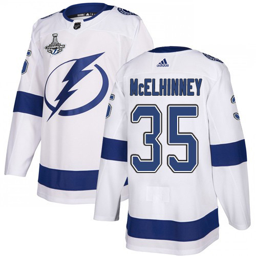 Superb Adidas Lightning #35 Curtis McElhinney White Road Authentic 2020 Stanley Cup Champions Stitched NHL Jersey for dedicated Sabres supporters