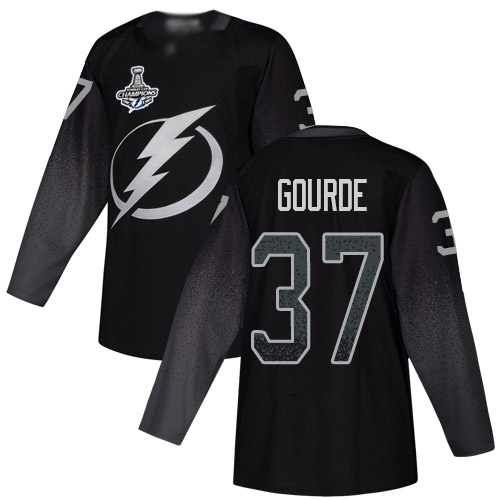 Glamorous Adidas Lightning #37 Yanni Gourde Black Alternate Authentic Youth 2020 Stanley Cup Champions Stitched NHL Jersey for dedicated Sabres supporters