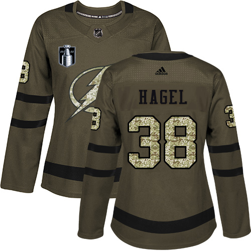 Captivating Adidas Lightning #38 Brandon Hagel Green Women's 2022 Stanley Cup Final Patch Salute to Service Stitched NHL Jersey for premium game day attire