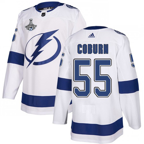 Captivating Adidas Lightning #55 Braydon Coburn White Road Authentic 2020 Stanley Cup Champions Stitched NHL Jersey for a thrilling hockey event