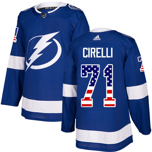 Captivating Adidas Lightning #71 Anthony Cirelli Blue Home Authentic USA Flag Stitched NHL Jersey as a prized hockey collectible