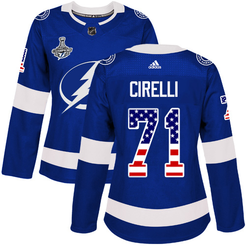 Exquisite Adidas Lightning #71 Anthony Cirelli Blue Home Authentic USA Flag Women's 2020 Stanley Cup Champions Stitched NHL Jersey to back your beloved Sabres athletes