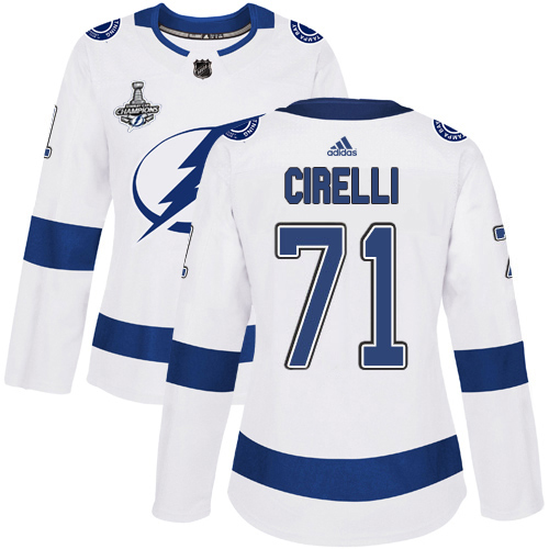 Stunning Adidas Lightning #71 Anthony Cirelli White Road Authentic Women's 2020 Stanley Cup Champions Stitched NHL Jersey for a thrilling hockey event
