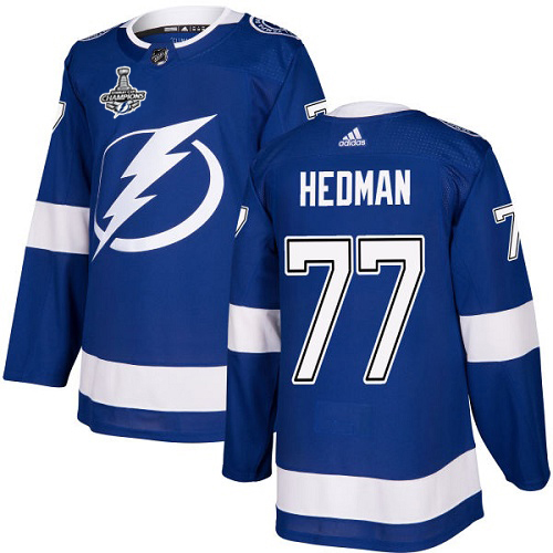Alluring Adidas Lightning #77 Victor Hedman Blue Home Authentic 2020 Stanley Cup Champions Stitched NHL Jersey for a thrilling hockey event