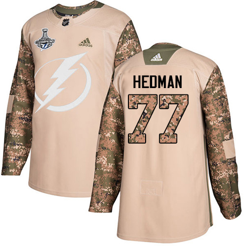 Charming Adidas Lightning #77 Victor Hedman Camo Authentic 2017 Veterans Day 2020 Stanley Cup Champions Stitched NHL Jersey for genuine hockey aficionados