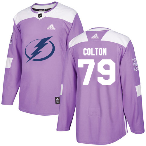 Glamorous Adidas Lightning #79 Ross Colton Purple Authentic Fights Cancer Stitched NHL Jersey for premium game day attire