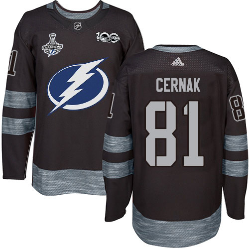 Stunning Adidas Lightning #81 Erik Cernak Black 1917 2017 100th Anniversary 2020 Stanley Cup Champions Stitched NHL Jersey for a thrilling hockey event