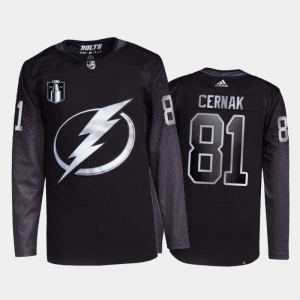 Magnificent Adidas Lightning #81 Erik Cernak Men's 2022 Stanley Cup Final Patch Alternate Authentic NHL Jersey Black for dedicated Sabres supporters