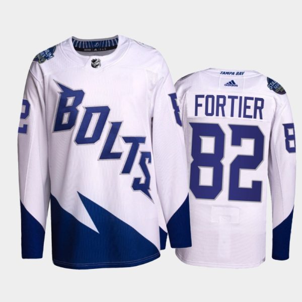 Glamorous Adidas Lightning #82 Gabriel Fortier Men's 2022 Stadium Series Authentic NHL Jersey White to back your beloved Sabres athletes