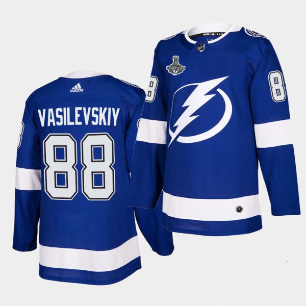 Stunning Adidas Lightning #88 Andrei Vasilevskiy Blue Home Authentic 2021 Stanley Cup Champions Jersey to back your beloved Sabres athletes