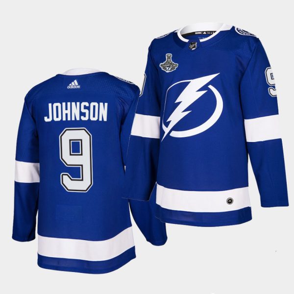 Exquisite Adidas Lightning #9 Tyler Johnson Blue Home Authentic 2021 Stanley Cup Champions Jersey for a thrilling hockey event
