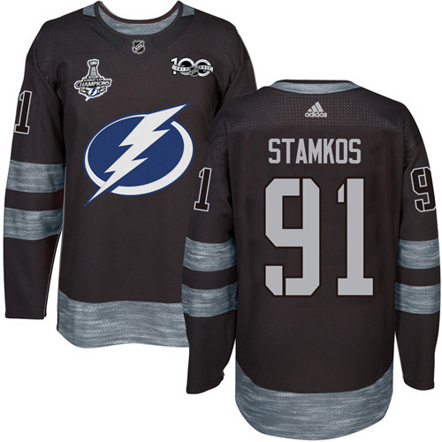 Charming Adidas Lightning #91 Steven Stamkos Black 1917 2017 100th Anniversary 2020 Stanley Cup Champions Stitched NHL Jersey for a memorable match day