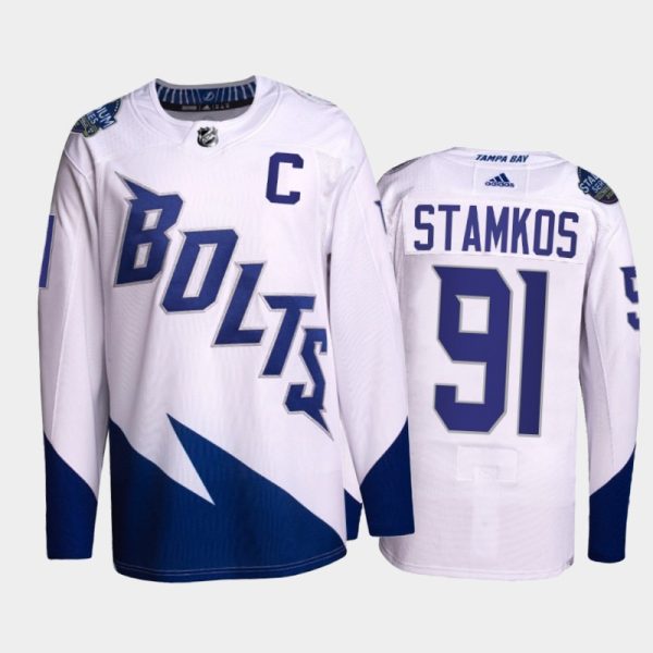 Magnificent Adidas Lightning #91 Steven Stamkos Men's 2022 Stadium Series Authentic NHL Jersey White for dedicated Sabres supporters
