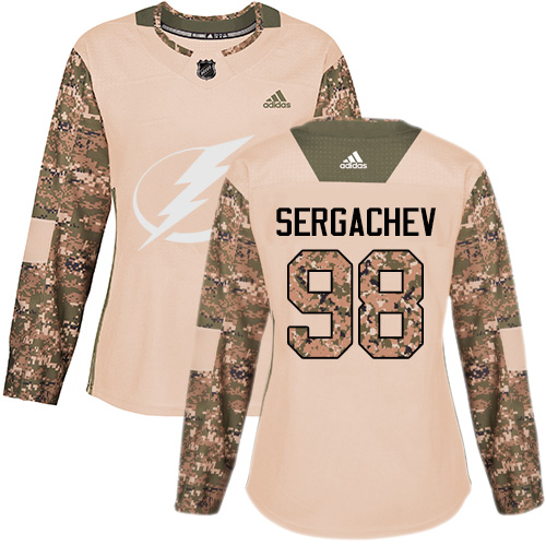 Stunning Adidas Lightning #98 Mikhail Sergachev Camo Authentic 2017 Veterans Day Women's Stitched NHL Jersey to back your beloved Sabres athletes